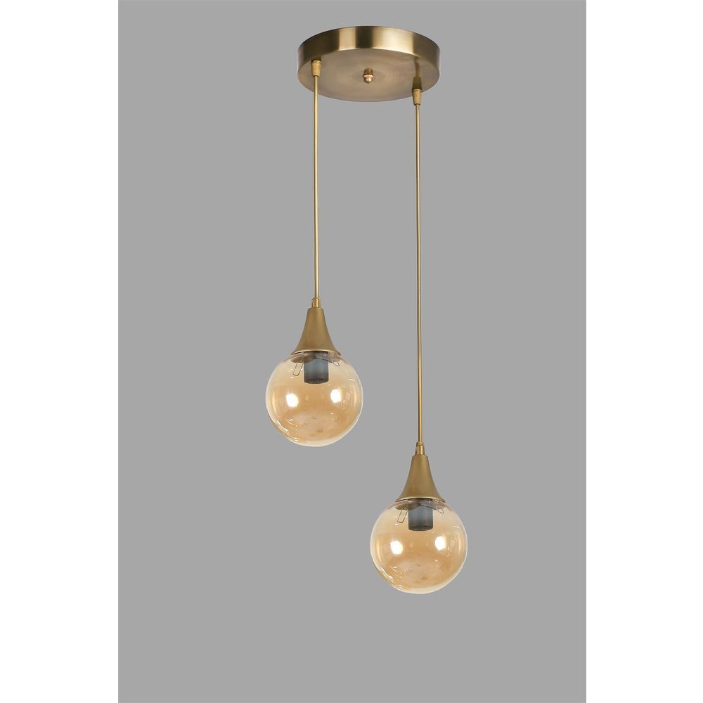 Afra 2 Li Tepsili Eskitme Bal Camlı Sarkıt Amber Gold Luster slika 3