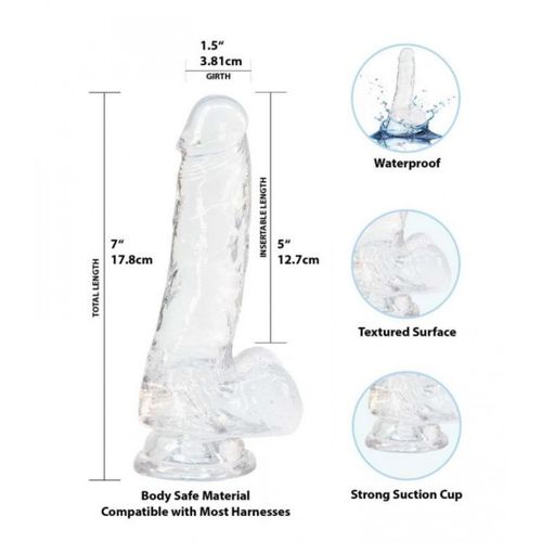 Prozirni dildo, 18 cm slika 3