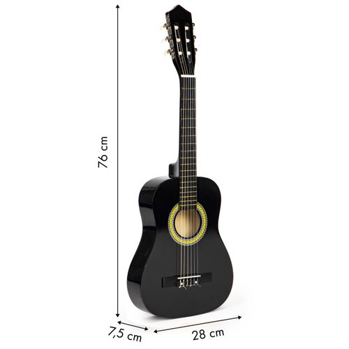 Ecotoys dječja drvena gitara sa 6 žica crna slika 5