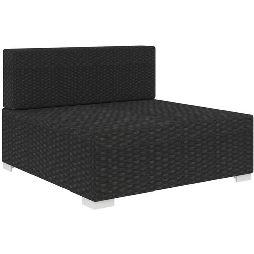 Modularna srednja fotelja s jastucima 1 kom od poliratana crna slika 11