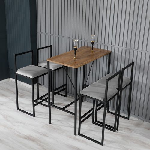 Woody Fashion Barski stol i set stolica (5 komada), Nordic - Grey slika 3