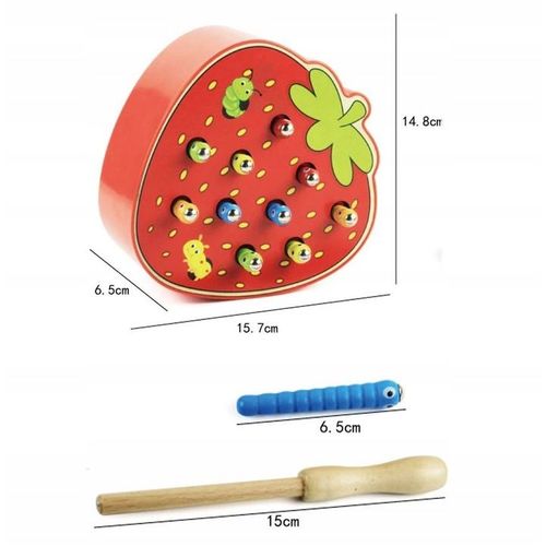 Montessori drvena igra uhvati crva ,jagoda  slika 2
