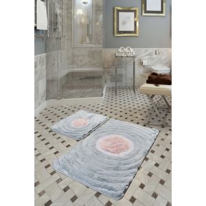 Floria - Blue Multicolor Acrylic Bathmat Set (2 Pieces)