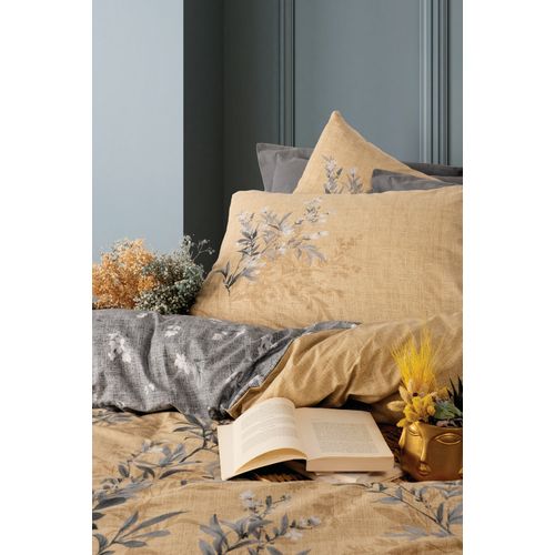 L'essential Maison Vera - Sivi GreyMustard Ranforce Dupli Set Pokrivača za Jorgan slika 2
