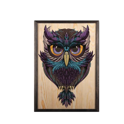 Wallity Drvena uokvirena slika, Owl Color Dream slika 2