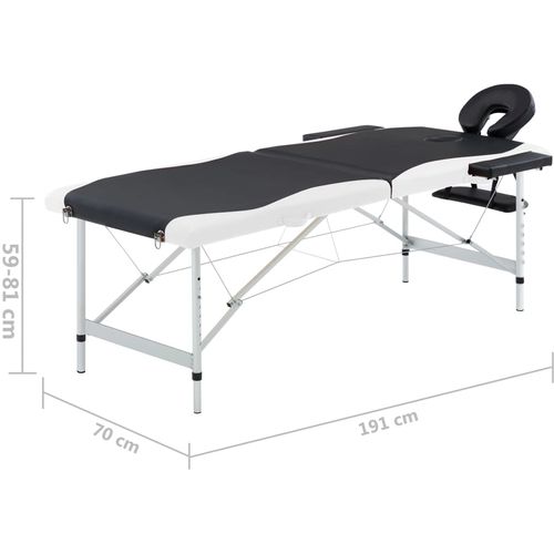 Sklopivi masažni stol s 2 zone aluminijski crno-bijeli slika 17