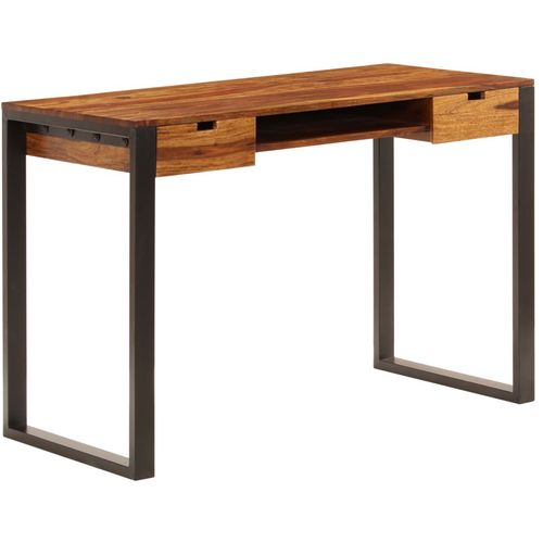 Radni stol od masivnog drva šišama i čelika 110 x 55 x 78 cm slika 22
