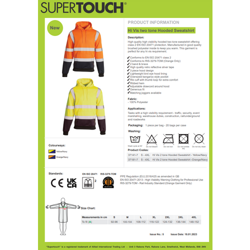 Visokovidljiva hoodie majica, žuto/plava - SuperTouch H112Y slika 2