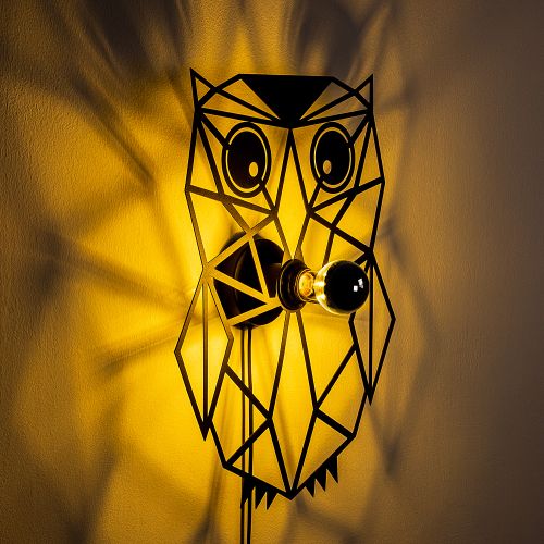 Owl Black Wall Lamp slika 5