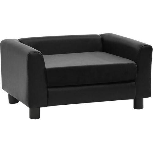 Sofa za pse crna 60 x 43 x 30 cm od pliša i umjetne kože slika 2