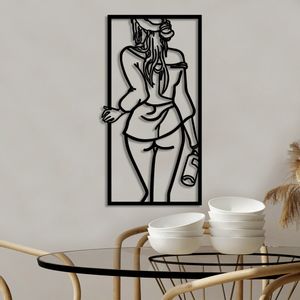 Wallity Metalna zidna dekoracija, Sexy Back Woman With Wine Glass