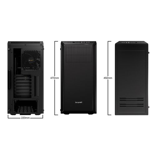 be quiet! BGW21 PURE BASE 600 Window Black, MB compatibility: ATX / M-ATX / Mini-ITX, Two pre-installed be quiet! Pure Wings 2 140mm fans, Ready for water cooling radiators up to 360mm slika 2