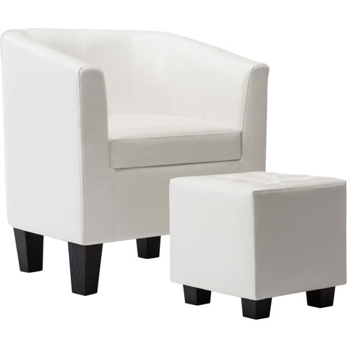 Fotelja od umjetne kože s osloncem za noge bijela slika 12