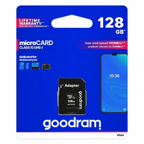 Memorijska kartica GOODRAM microSD SD 128GB CLASS 10 UHS I 100MB/s s adapterom slika 1