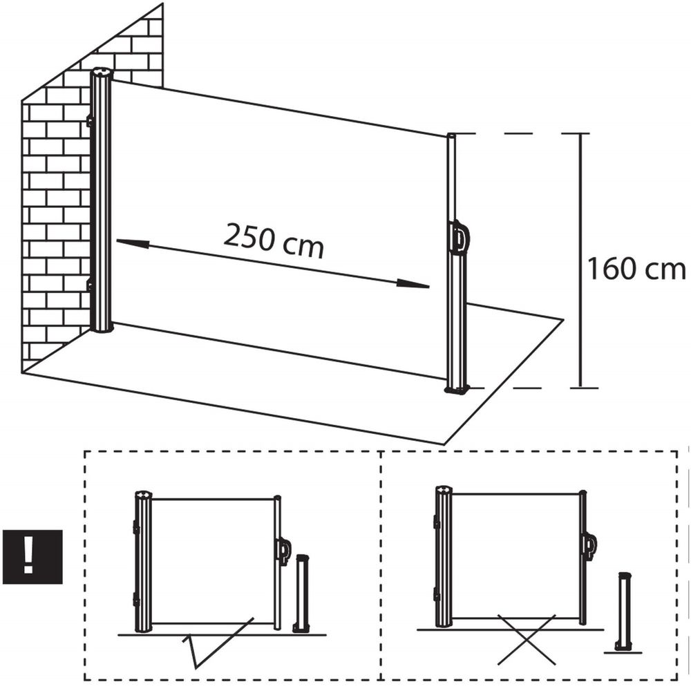 Aw0001 bočna tenda 250 x 160 cm tamno siva slika 2