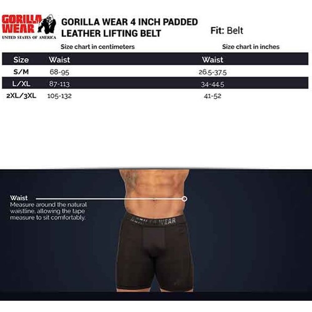 Gorilla Wear Kožni pojas za dizanje tegova 10cm, Crno/Crveni slika 5