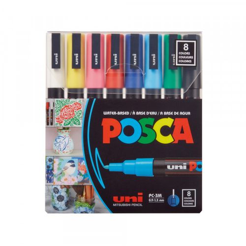 Marker Uni SET PC-3M POSCA /0.9-1,3mm 8 KOM osnovne boje slika 2