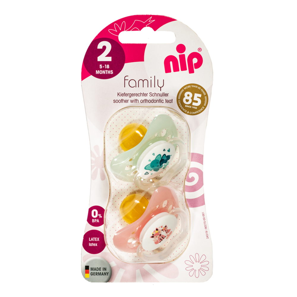 nip® Duda varalica Family 5-18mj (veličina 2) - Lateks, 2kom Roza/Zelena slika 1