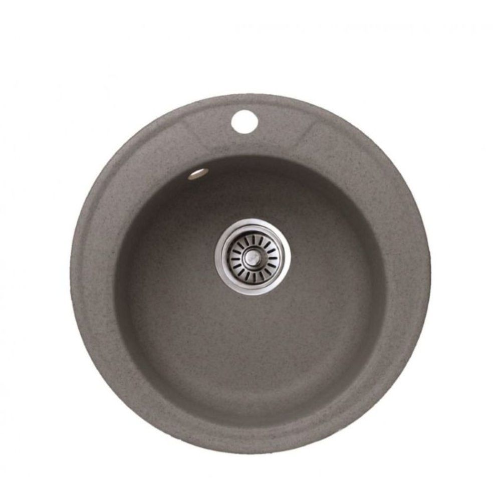 Inter Ceramic sudoper usadni okrugli 49x49x20 cm + sifon, granit sivi slika 1