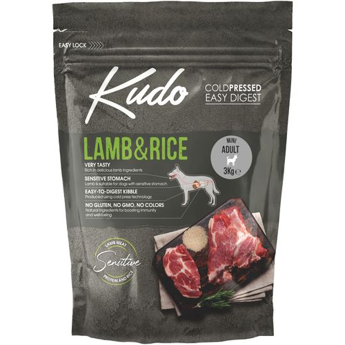 KUDO LG Lamb&Rice, potpuna suha, hladno prešana, hrana za odrasle pse malih pasmina, 3 kg slika 1