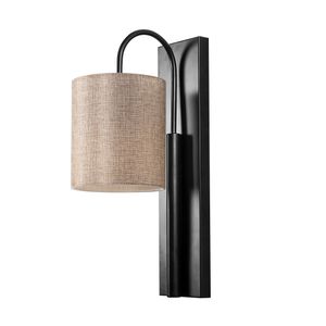 Opviq Zidna lampa BASTON, crno- bež, metal- platno, 14 x 20 cm, visina 42 cm, promjer sjenila 14 cm, visina 16 cm, E27 40 W, Baston - 3461