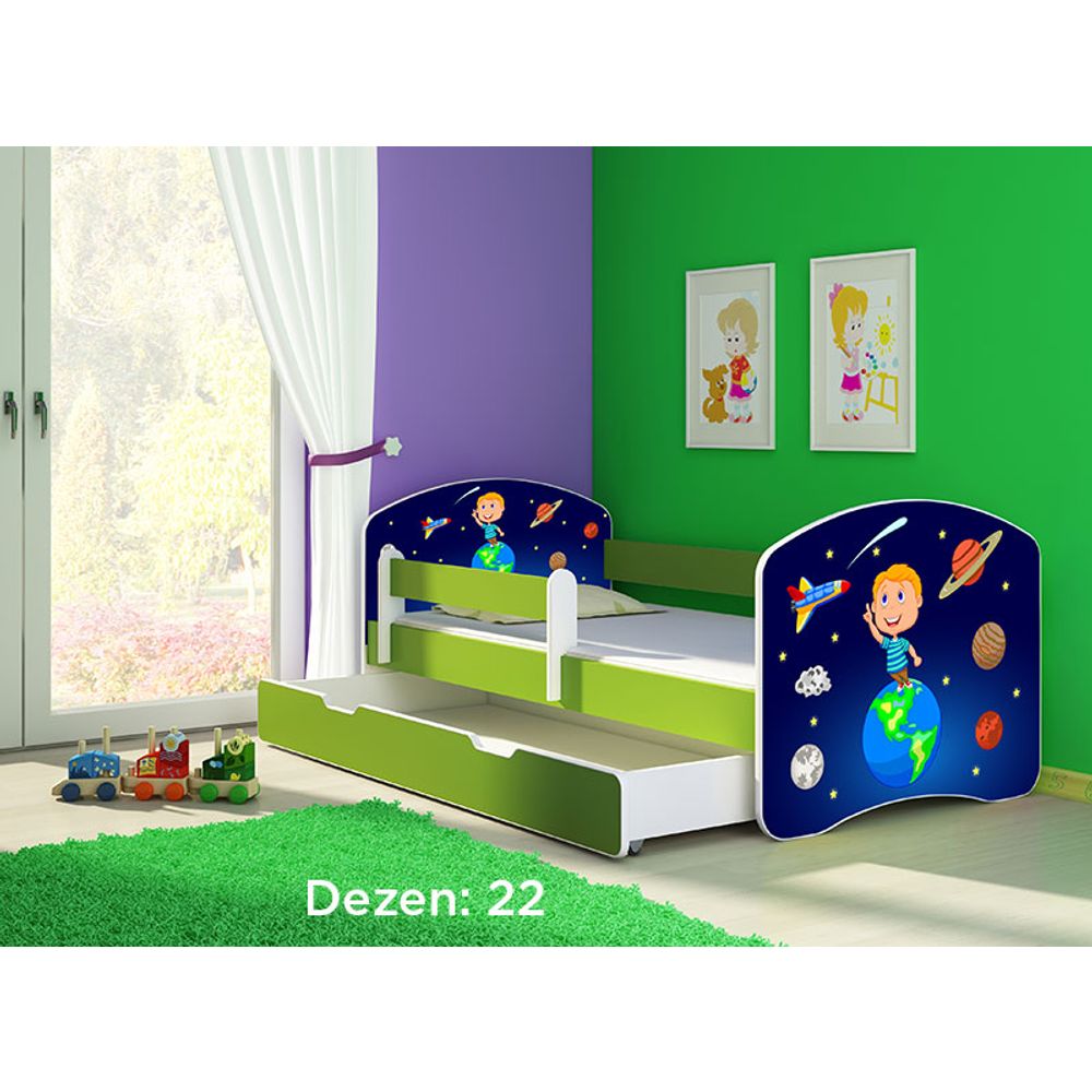 ACMA Dječiji krevet Acma II sa ladicom Green - 140x70cm - Dezen 22 slika 2