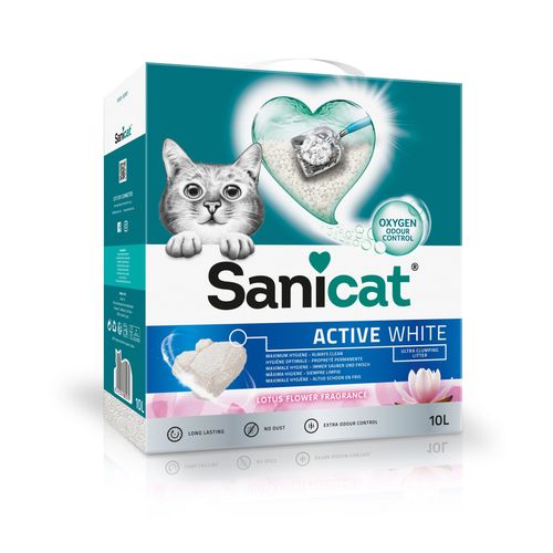 Sanicat Pijesak za mačke Active White, grudajući, miris lotus, 10 L slika 1