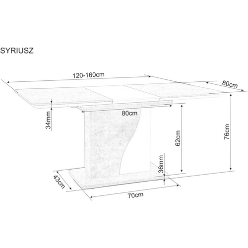 Stol SYRIUSZ - laminirana ploča slika 4