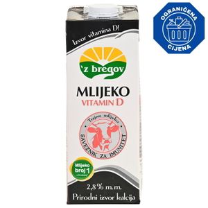 Z bregov trajno mlijeko vitamin D 2,8% mm 1l 