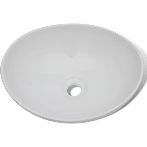 Umivaonik s miješalicom keramički ovalni bijeli slika 24