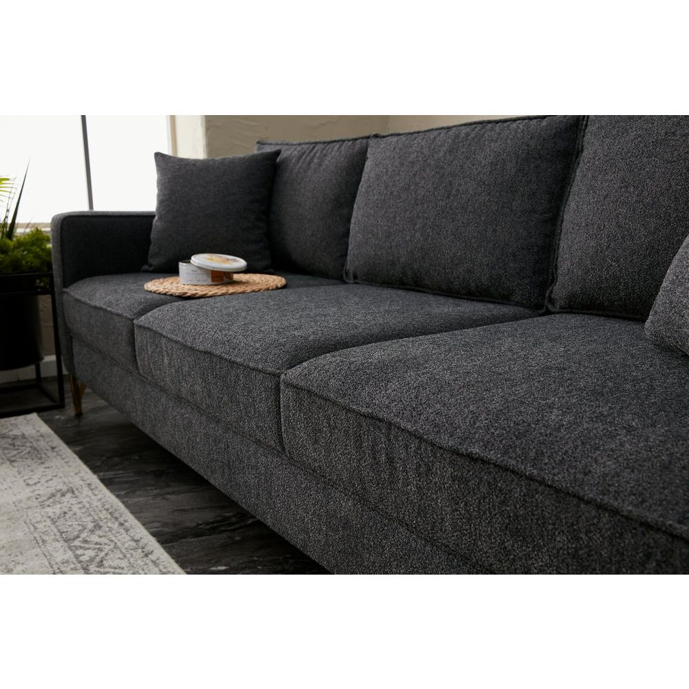Berlin - Antracitna, Crna Antracitna 3-Sjedalna Sofa slika 4