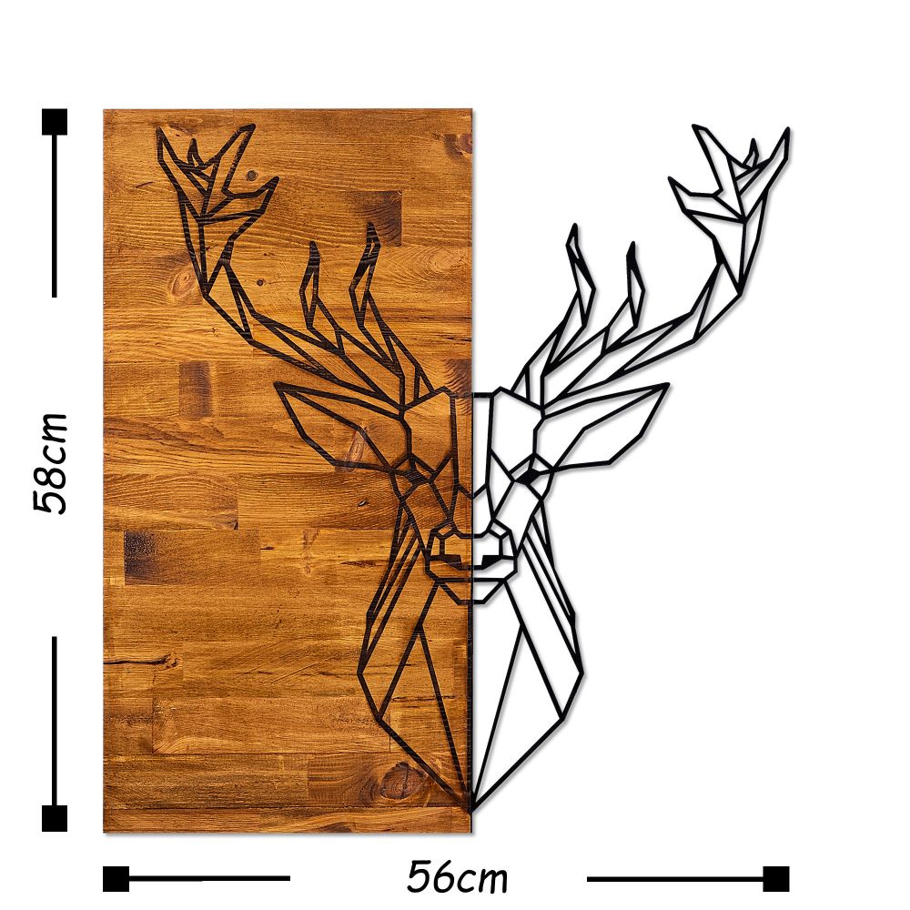 Deer1 Orahovali Crni Dekorativni Drveni Zidni Ukras slika 3