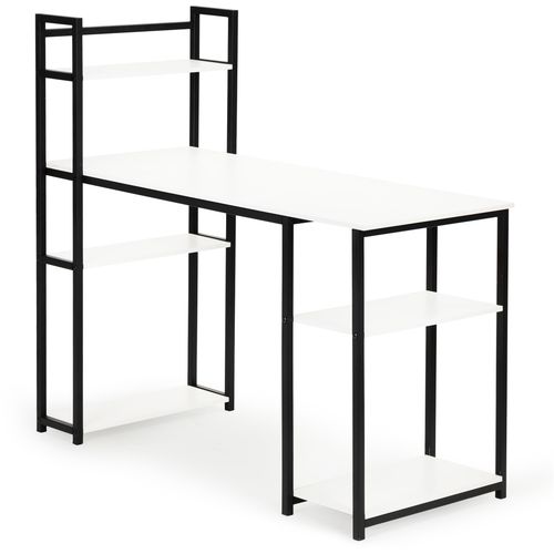 Metalni radni stol u LOFT stilu s 5 polica bijeli slika 3