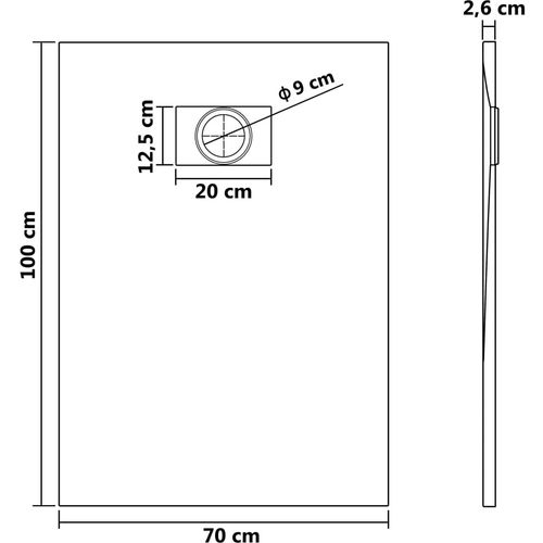 Kada za tuš SMC crna 100 x 70 cm slika 6