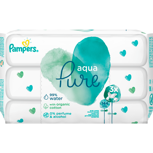 Pampers Aqua Pure vlažne maramice 3 x 48 kom slika 1