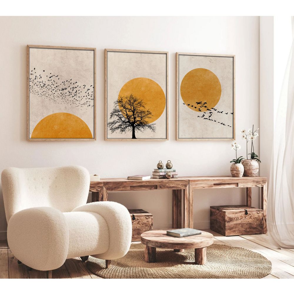 Huhu147 - Dekorativno Slikarstvo u Okviru, 30 x 40 cm, Višebojno (Set od 3 Komada) slika 1