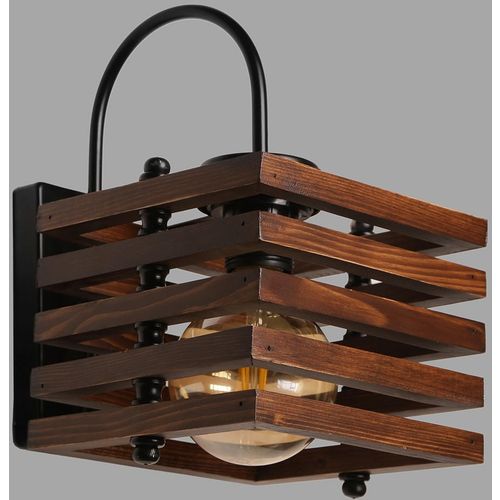 Avni kare ahşap ceviz aplik Brown Wall Lamp slika 2