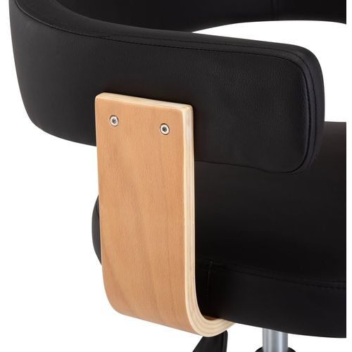 Okretna uredska stolica od savijenog drva i umjetne kože crna slika 28