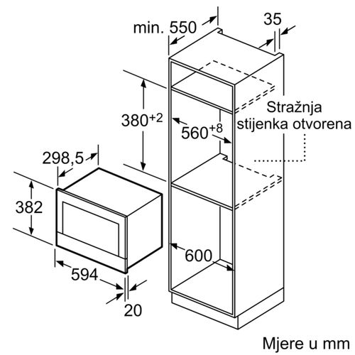 Bosch mirkovalna pećnica ugradbena BFL634GS1 slika 6