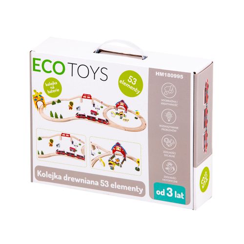 EcoToys drvene tračnice s vlakićem na baterije i dodacima 53 kom. slika 7