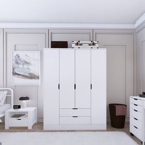 Duru 4 Door 1600-017 Matte White Wardrobe