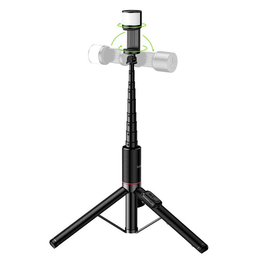 Selfie stick tronožac s bežičnim daljinskim upravljačem + LED svjetlom Hoco K34 crni slika 4