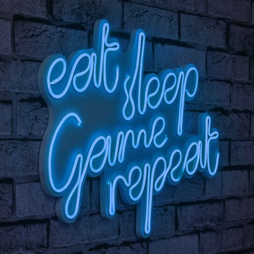 Wallity Zidna dekoracije svijetleća EAT, eat sleep game repeat - Blue slika 14
