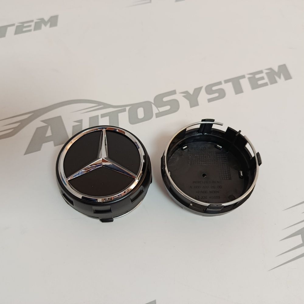 ČEP ZA AL. FELUGU ASY MERCEDES IZBOČENI CRNI 75/70mm slika 1
