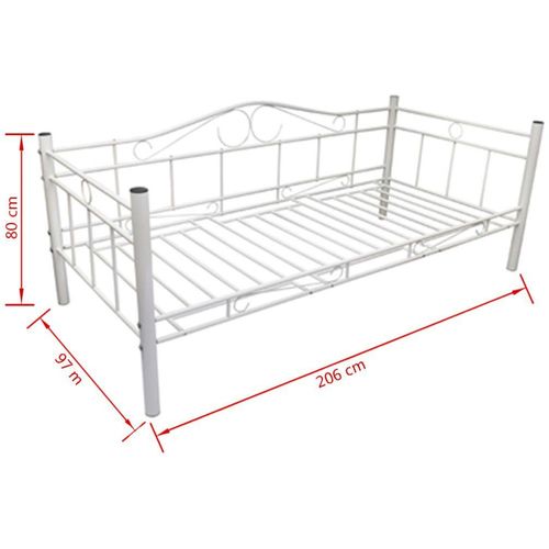 Dnevni ležaj s madracem bijeli metalni 90 x 200 cm slika 2