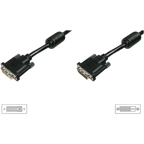 Digitus DVI produžetak DVI-D 24+1-polni utikač, DVI-D 24+1-polna utičnica 4.50 m crna AK-320200-050-S mogućnost vijčanog spajanja DVI kabel slika 1
