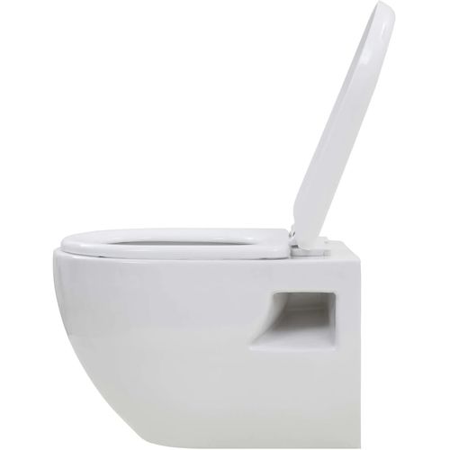 Zidna toaletna školjka s ugradbenim vodokotlićem keramička bijela slika 31