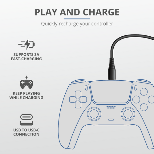 Trust gaming kabel za PS5 GXT226 Play&Charge (24168) slika 2