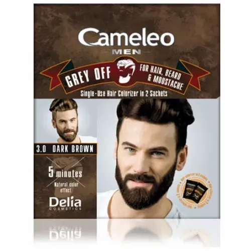 Farba protiv sedih za kosu, bradu i brkove CAMELEO MEN 3.0 tamno smedja 2x15ml slika 1