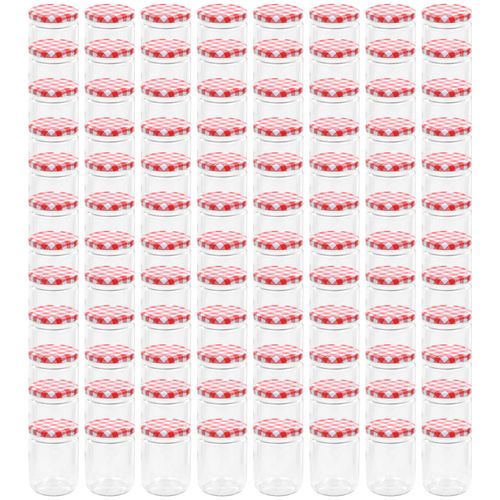 Staklenke za džem s bijelo-crvenim poklopcima 96 kom 230 ml slika 15